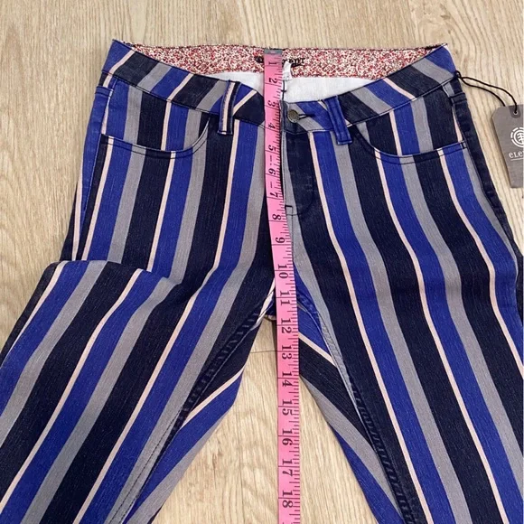 NWT - Element Eden Striped Denim Navy Black Grey Skinny Jeans Size 27 - Picture 6 of 11